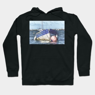 Boat and Buoy Digital Art Hoodie